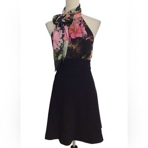 Marciano Black and Floral Backless Dress